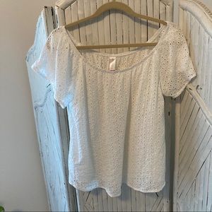 No Boundaries White Eyelet Dressy or Casual Top